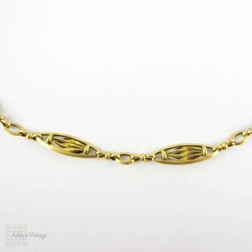 RESERVED. Antique French 18 Carat Gold Watch Chain, Fancy Link Necklace with Dog Clip & Oversize Bolt Clasp. 41 cm / 16 inches, 10.45 grams. 