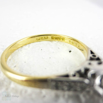 Vintage Mid Century Diamond Engagement Ring, Round Brilliant Cut, 0.68 ctw Classic Yellow Gold & Platinum Single Stone Ring, Circa 1960s.
