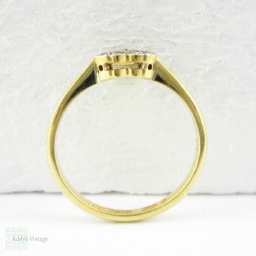 Art Deco Diamond Engagement Ring, Five Stone Rectangular Shape Panel Ring with Pierced Design & Milgrain Beading, Circa 1920s.