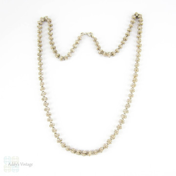 RESERVED. Vintage Mid Century Daisy Chain Necklace.  Sterling Silver Flower Link Design Necklace. Circa 1970s, 53 cm / 20.8 inches.