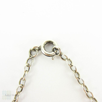 RESERVED. French Silver Fringe Necklace, Vintage Triangle Shape Garland with Gilt Dots & Beaded Scrolls. Circa Mid 20th Century.