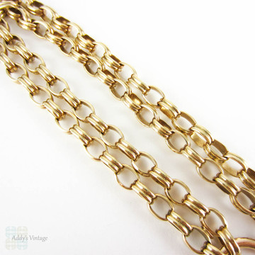 Antique Victorian Book Chain, Late 1800s 9 Carat Gold Double Belcher Link Collar Necklace, Oversize Clasp for Locket or Pendant. 44.5 cm / 17.5 in.