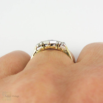 French Cut Sapphire & Diamond Ring, Art Deco Blue Sapphire and Old Cut Diamond Geometric Design Ring. 1930s, 18ct Platinum.