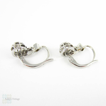 Antique Diamond Earrings, Old Mine Cut Diamond Drop Earrings, 0.28 ctw. French Dormeuse Earrings in 18 Carat Gold.