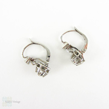 Antique Diamond Earrings, Old Mine Cut Diamond Drop Earrings, 0.28 ctw. French Dormeuse Earrings in 18 Carat Gold.