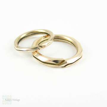 Antique Faceted Split Rings, Set of 2 Small Gold Georgian Split Rings for Charm, Pendant Holder or Joining Jewellery, Circa 1800s.