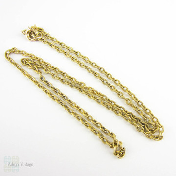 Antique 14k Gold Ridged Chain, 14ct Engraved Trace Chain. 43 cm / 17 inches, 5.7 grams.