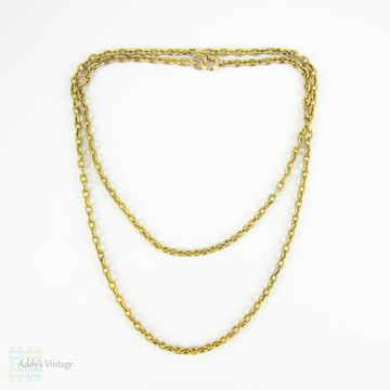 Antique 14k Gold Ridged Chain, 14ct Engraved Trace Chain. 43 cm / 17 inches, 5.7 grams.
