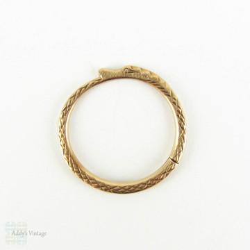 BALANCE Antique Ouroboros Snake Split Ring, Large 15 Carat Gold Serpent Split Ring for Fobs and Charms, Circa Mid 1800s.