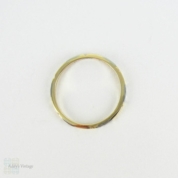 Mid Century Wedding Ring, Engraved Floral Pattern in 18 Carat Yellow with 14 Karat White Gold Accents. Circa 1940s, Size M / 6.25.