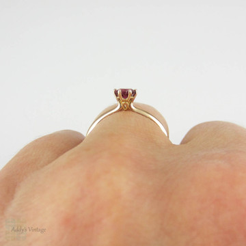 Ruby Engagement Ring, 18 Carat Rose Gold Setting with 0.41 Carat Solitaire Brilliantly Red Ruby Gemstone Engagement Ring.