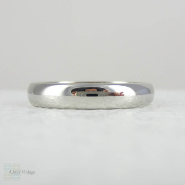 Classic Platinum Men's Wedding Ring, 4 mm Wide D Shape Men's Wedding Band. Size S 1/2, 9 1/2.