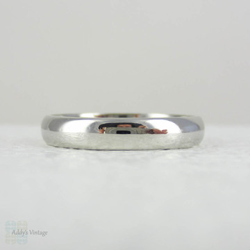 Classic Platinum Men's Wedding Ring, 4 mm Wide D Shape Men's Wedding Band. Size S 1/2, 9 1/2.