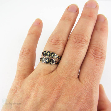 RESERVED Antique Faith, Hope and Charity Rings, Set of 2 Antique Black Enamel Rings.