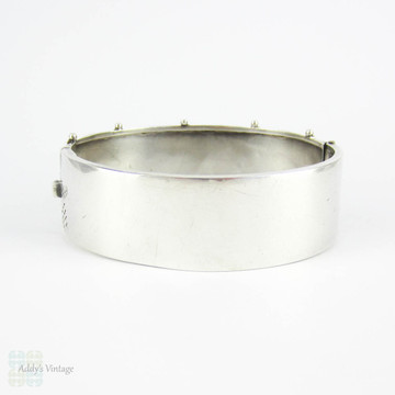 Victorian Aesthetic Sterling Silver Cuff Bracelet, Silver with 9 Carat Gold Overlay in Bird & Butterfly Design. Circa 1880s Wide Bracelet.