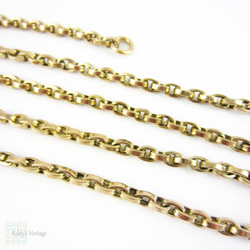 DEPOSIT Antique Victorian 9 Carat Gold Chain Necklace, Heavy Belecher Link 44.5 cm / 17.7 inch Chain With Dog Clip.