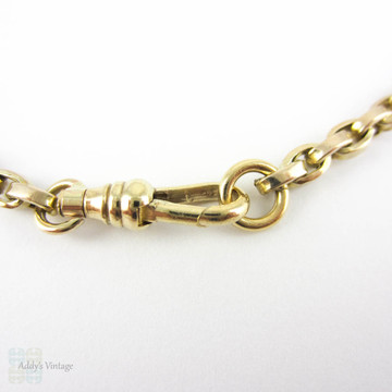 DEPOSIT Antique Victorian 9 Carat Gold Chain Necklace, Heavy Belecher Link 44.5 cm / 17.7 inch Chain With Dog Clip.