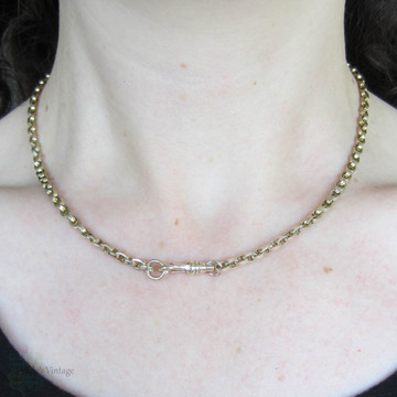 DEPOSIT Antique Victorian 9 Carat Gold Chain Necklace, Heavy Belecher Link 44.5 cm / 17.7 inch Chain With Dog Clip.