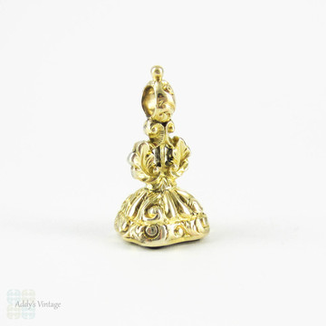 Victorian Amethyst Seal, Gold Fill Watch Fob with Engraved Oak Leaf Design Top, Circa 1860s.