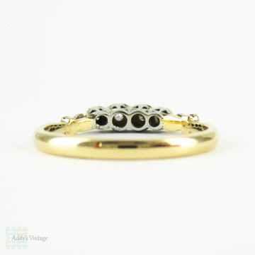 Vintage Diamond Wedding Ring, Four Stone Illusion Set Diamond Band. Circa 1940s, 18 Carat Yellow Gold & Platinum.