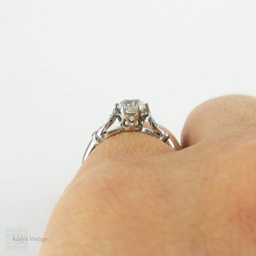 Antique Old Cut Diamond Engagement Ring, 0.69 Carat Old Mine Cut Diamond in Delicate Platinum Setting. Circa 1890s.