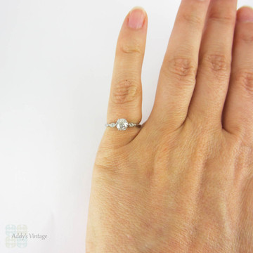 Antique Old Cut Diamond Engagement Ring, 0.69 Carat Old Mine Cut Diamond in Delicate Platinum Setting. Circa 1890s.