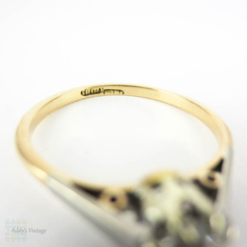 BALANCE. Antique Diamond Engagement Ring, 0.42 ct Old Mine Cut Diamond in Two Tone Classic Solitaire Setting. Circa 1880s, 18ct Gold.
