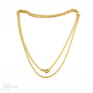 SALE Vintage 9 Carat Yellow Gold Chain, Heavy Link Gold Pendant Chain or Necklace. 57 cm / 22.45 inches, 6 grams.