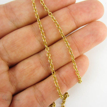 SALE Vintage 9 Carat Yellow Gold Chain, Heavy Link Gold Pendant Chain or Necklace. 57 cm / 22.45 inches, 6 grams.