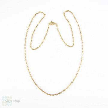 Vintage Gold Chain Necklace, 9 Carat Yellow Faceted Trace Chain Style Link Necklace for Pendant. 56 cm / 22 inches long, 5 grams.