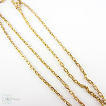 Vintage Gold Chain Necklace, 9 Carat Yellow Faceted Trace Chain Style Link Necklace for Pendant. 56 cm / 22 inches long, 5 grams.