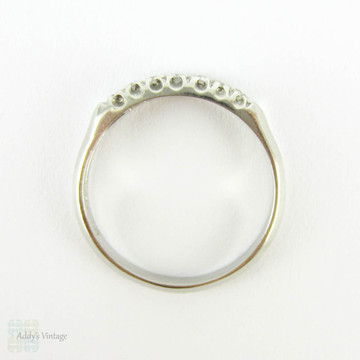 Vintage Diamond Wedding Ring, Platinum 7 Stone Half Hoop Ring with Knife Edge Shank, 0.24 ctw, Circa 1940s.