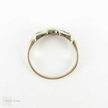 Vintage Diamond Wedding Ring, Five Stone Shaped Wedding Band. Circa 1930s, 14 Carat White Gold, Small Finger Size.