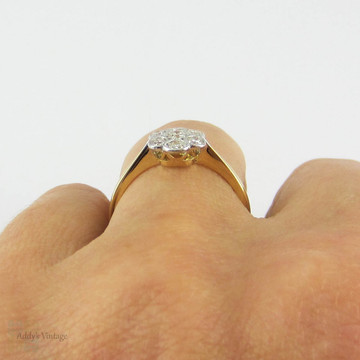 RESERVED. Vintage Daisy Engagement Ring, Flower Shape Diamond Cluster Ring. Circa 1940s, 18 Carat & Platinum.