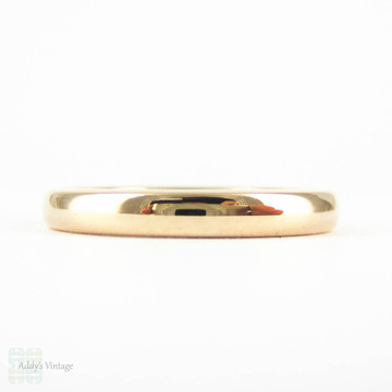 Vintage 9ct Rose Gold Wedding Ring, Classic Mid 20th Century Court Fit / Comfort Fit  Traditional Wedding Band. Circa 1940s, Size I.75 / 4.75.