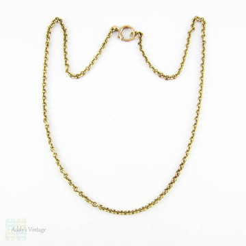 Antique Rolo Link 9ct Chain Necklace, Heavy 10.25 Gram Rounded Link Chain. Circa Late 1800s, 44.5 cm / 17.5 inches.