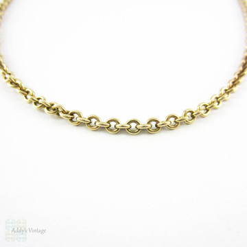 Antique Rolo Link 9ct Chain Necklace, Heavy 10.25 Gram Rounded Link Chain. Circa Late 1800s, 44.5 cm / 17.5 inches.