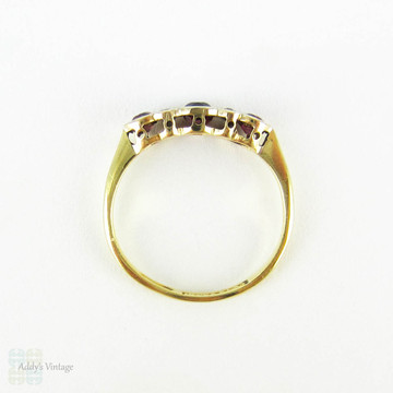 Ruby & Diamond Engagement Ring, Art Deco Three Stone Ruby Ring with Diamond Accents. Circa 1920s, 18ct & Platinum.
