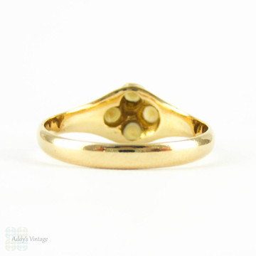 Antique Pearl & Diamond Ring, 18k Circa 1860s Victorian 18ct Yellow Gold Ring.