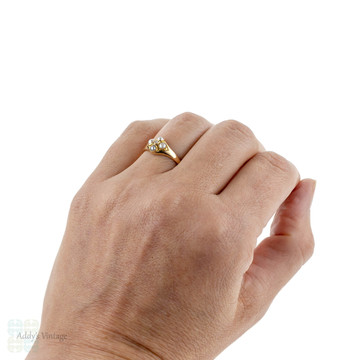 Antique Pearl & Diamond Ring, 18k Circa 1860s Victorian 18ct Yellow Gold Ring.