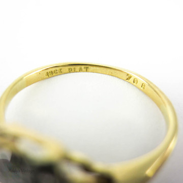 Art Deco Leaf Design Diamond Ring, Engraved Platinum Leaf on 18ct Yellow Gold Band. Unusual Design, Circa 1930s.