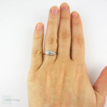 Art Deco Leaf Design Diamond Ring, Engraved Platinum Leaf on 18ct Yellow Gold Band. Unusual Design, Circa 1930s.