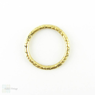 Antique 15ct Split Ring, Extra Large 15k Gold Engraved Ring for Holding Charms. Circa 1800s, 24.3 mm