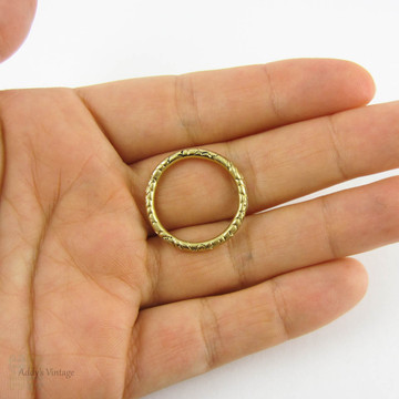 Antique 15ct Split Ring, Extra Large 15k Gold Engraved Ring for Holding Charms. Circa 1800s, 24.3 mm