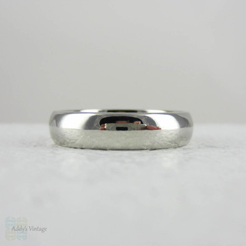Classic Men's Platinum Wedding Band. Simple & Court Shape Heavy Platinum Wedding Ring, 5 mm wide, Q 1/2, 8 1/2.