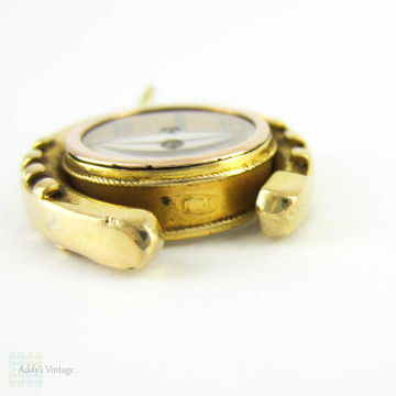 Antique Horseshoe Compass Pendant, Victorian Working Compass with Good Luck Horseshoe Charm, 18ct Gold.