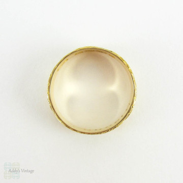 RESERVED. Victorian 18ct Fern Leaf Pattern Ring, Antique Wide Engraved Wedding Band in 18 Carat Gold. Mizpah, 1890s Hallmarks, Size K / 5.3.