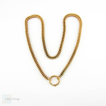 Antique Victorian 9ct Rose Gold Chain, Late 19th Century Chunky Rose Gold Necklace with Oversized Clasp. 41 cm / 16.25 inches, 23.65 grams.