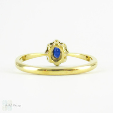 Antique Sapphire & Diamond Engagement Ring, Edwardian Oval Cut Blue Sapphire with Diamond Halo. Circa 1900, 18ct & Platinum.