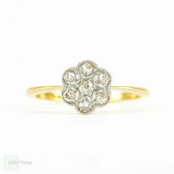 Antique Diamond Daisy Cluster Ring, Pretty Edwardian Engagement Ring ...